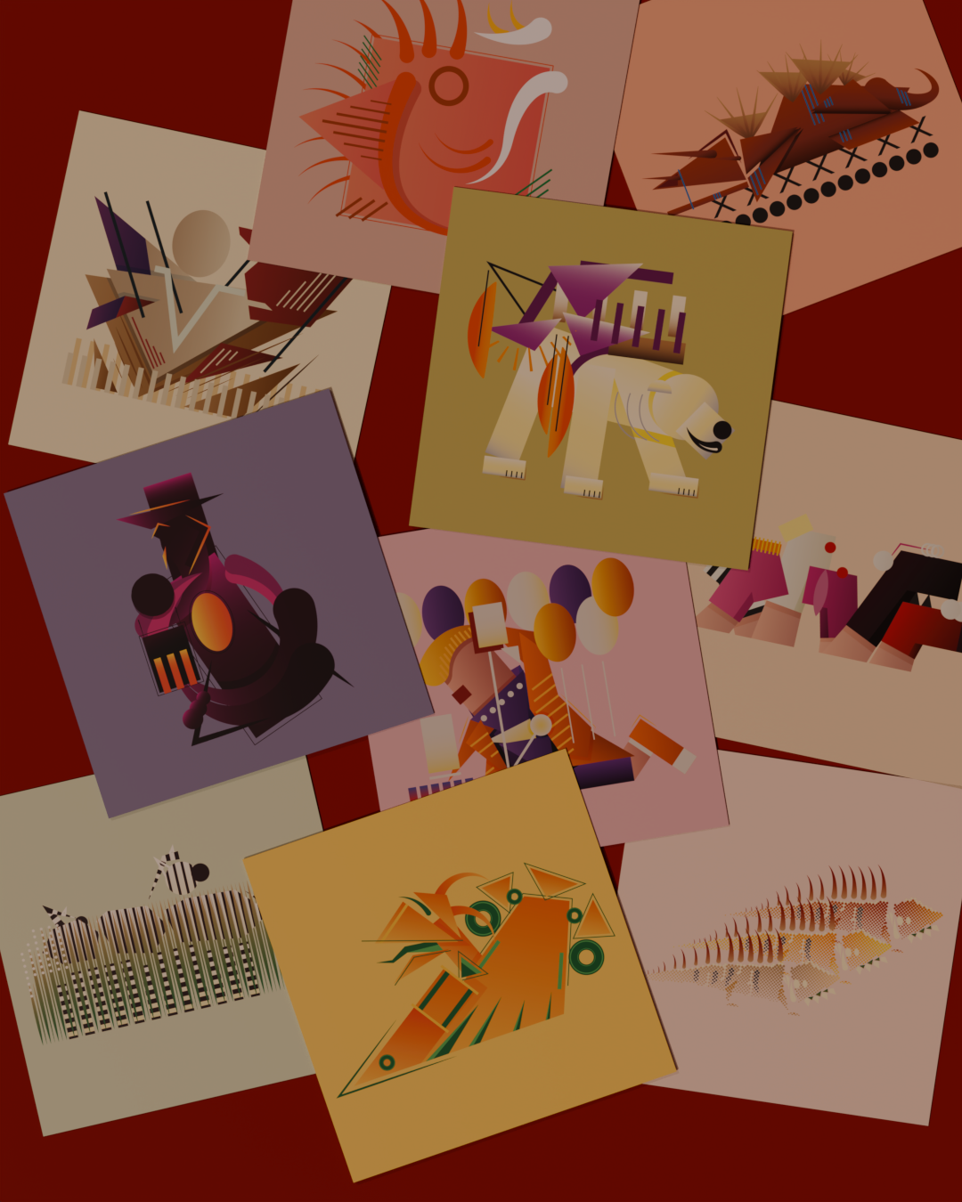Abstracte corsoprints - Met voetje